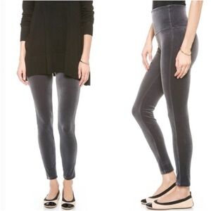 Spanx gray velvet leggings with power waistband Size Large